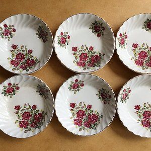 6 Rosewood Alpine White Ironstone Fruit Bowls Wood and Sons Made in England